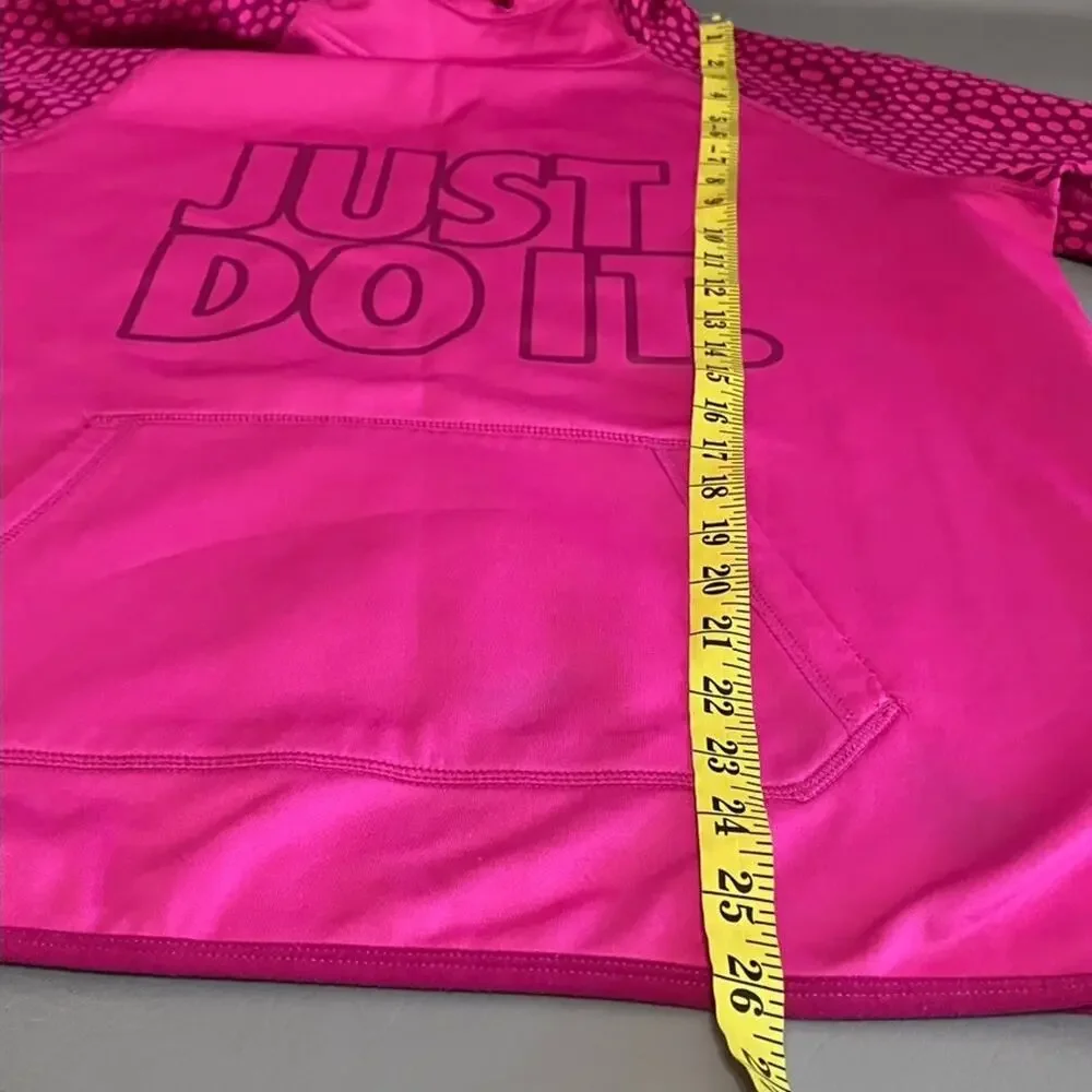 Nike Therma Fit Hoodie Pink Just Do It Pullover Pocket Drawstring Womens Sz L